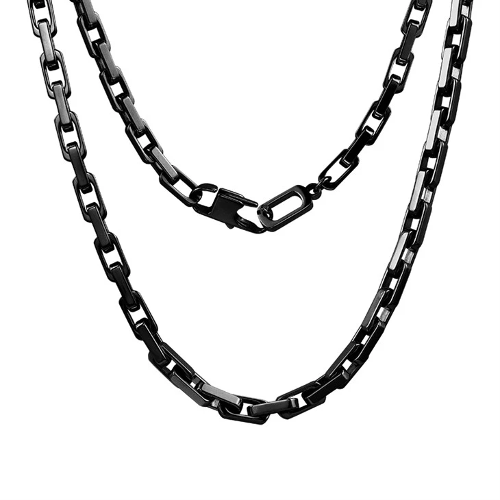 316L Stainless Steel PVD Plated Box Paperclip Link Chain Necklace 316L Stainless Steel PVD Plated Box Paperclip Link Chain Necklace