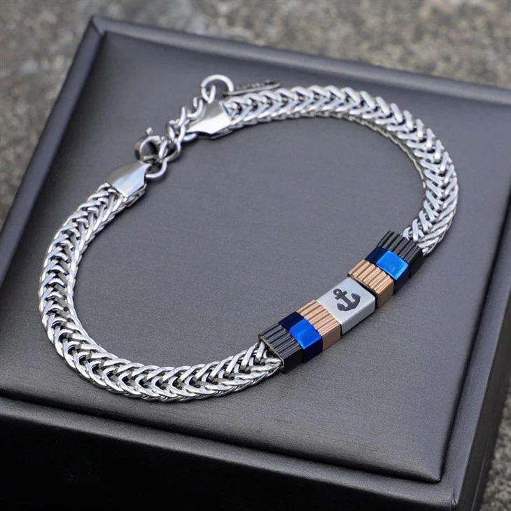 Adjustable Anchor Accent Snake Chain Bracelet high quality