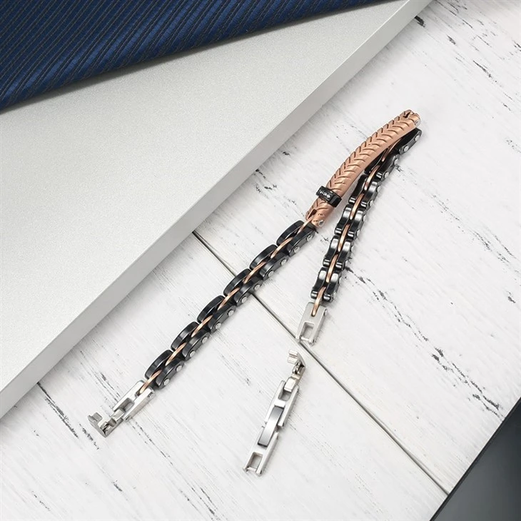 Textured Rose Gold Ceramic Stainless Steel Link Bracelet price Textured Rose Gold Ceramic Stainless Steel Link Bracelet price