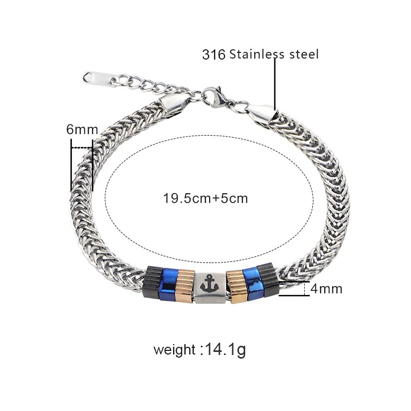 Adjustable Anchor Accent Snake Chain Bracelet size detail Adjustable Anchor Accent Snake Chain Bracelet size detail